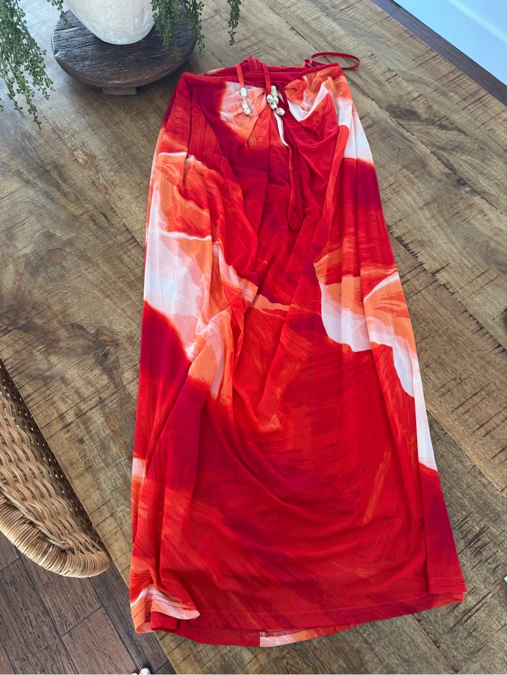 JLUXLABEL- Sunset Red Selene Draped Top - Picture 10 of 12